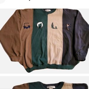 VINTAGE Golf Spellout Sweatshirt Size L Color Block Great Lakes Recreation 90's